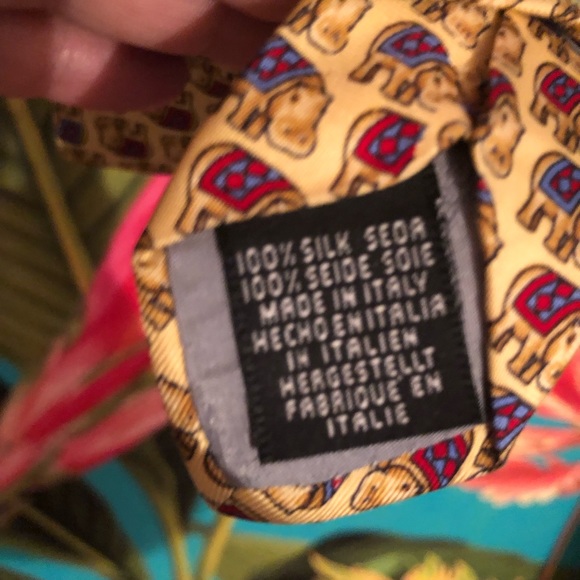 Lot of 2 Beaufort tie rack fun ties, 100% silk!Hippopotamus and elephant print . - Picture 7 of 8